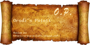 Orsós Polett névjegykártya